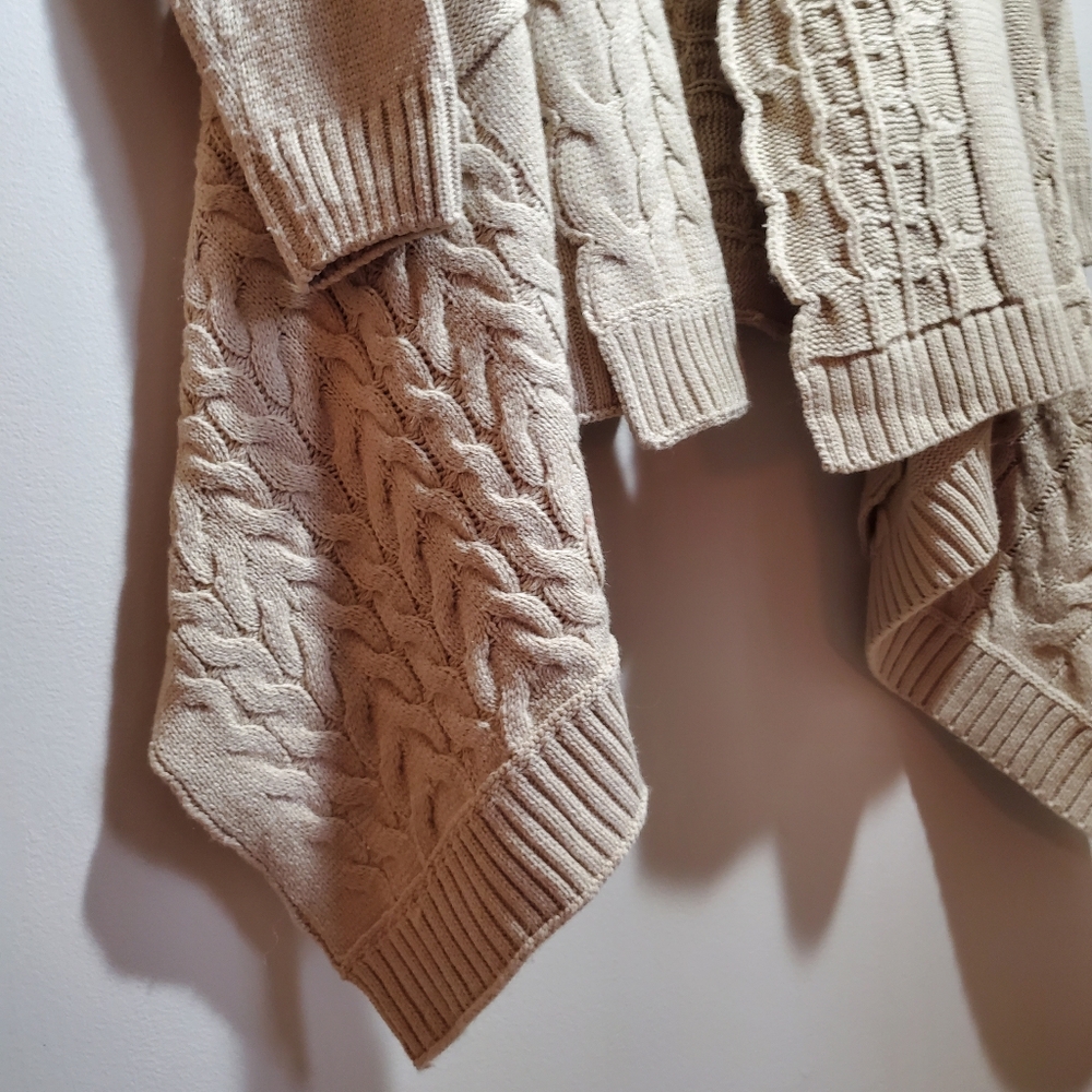 LOVE CRAZY Cable Knit Duster Cardigan Waterfall Style Open Front Size Lg. EUC - Picture 5 of 14